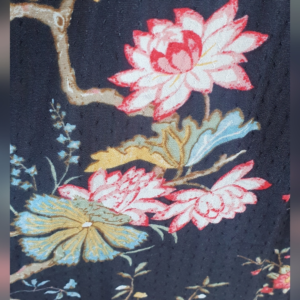 GP & J Baker X H&M Tea Dress Midi Black Flowers Oriental Collab uk10 us6 - Picture 4 of 14